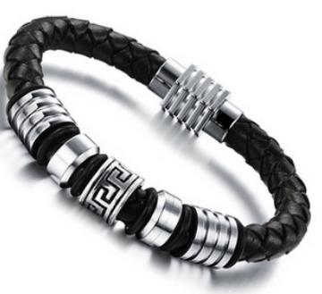 S.steel leather bracelet